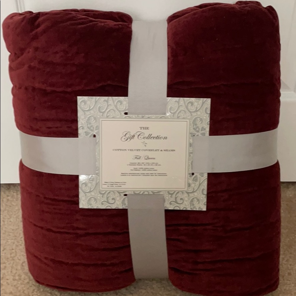 Cotton Velvet Coverlet and shams